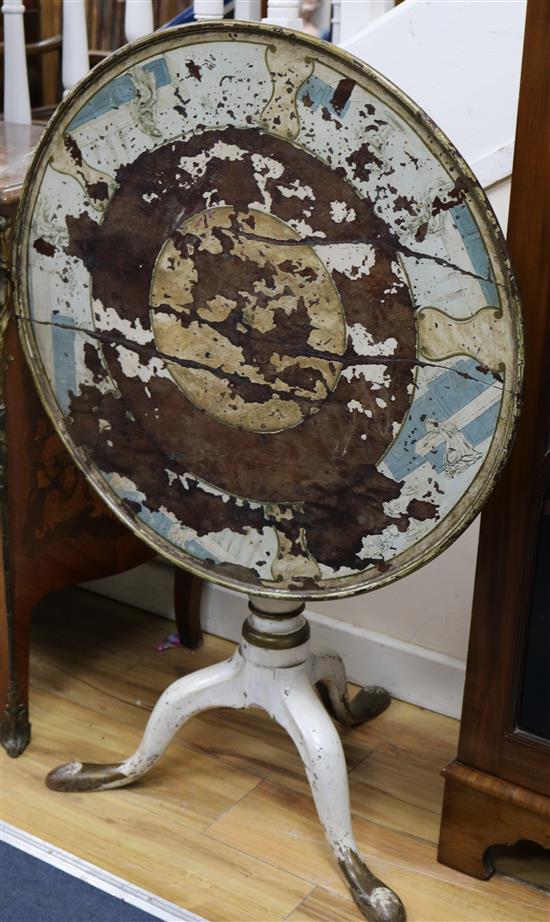 An 18th century tilt-top painted mahogany tripod table W.73cm